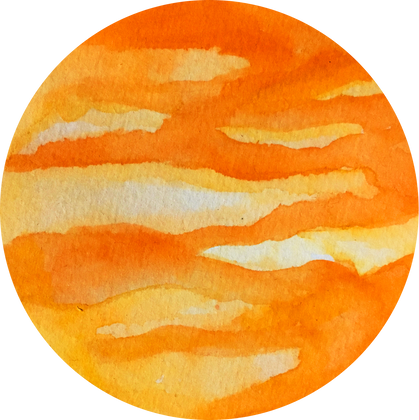Hand-Painted Watercolor Space Galaxy Orange and Yellow Planet